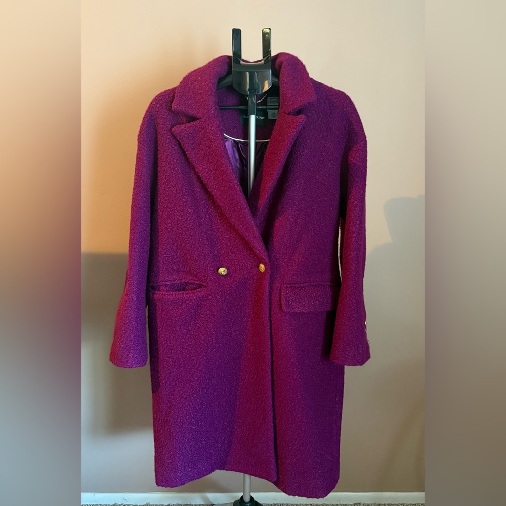 BCBGMaxAzria Boucle Purple and Gold Coat